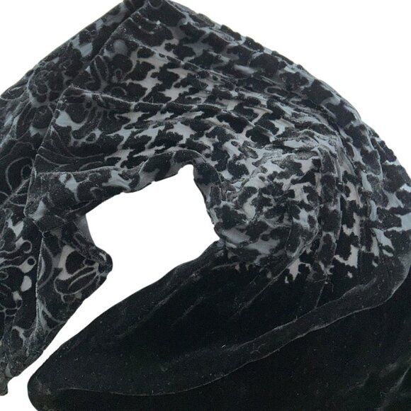 Black Velvet Devore Burnout houndstooth plaid print scarf - Picture 3 of 4